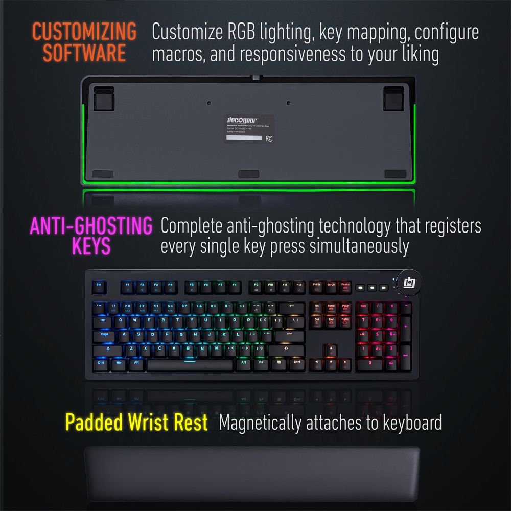 Deco Gear 47" LED Gaming Desk, Red Computer Chair, RGB Mouse and Mechanical Keyboard - Deco Gear