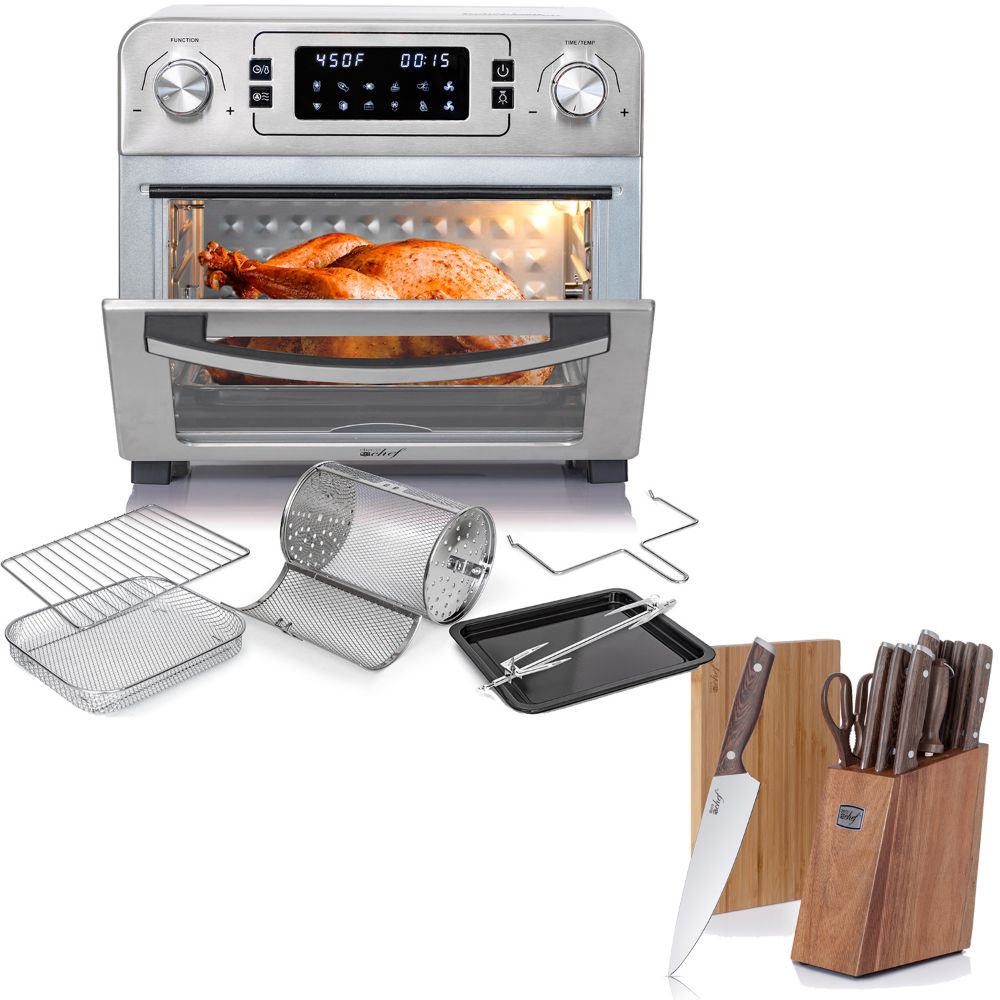 Deco Chef 24QT Countertop Toaster Air Fryer Oven + Bonus Deco Chef 16 Piece Knife Set - Deco Gear