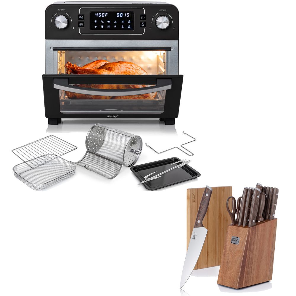 Deco Chef 24QT Countertop Toaster Air Fryer Oven + Bonus Deco Chef 16 Piece Knife Set - Deco Gear