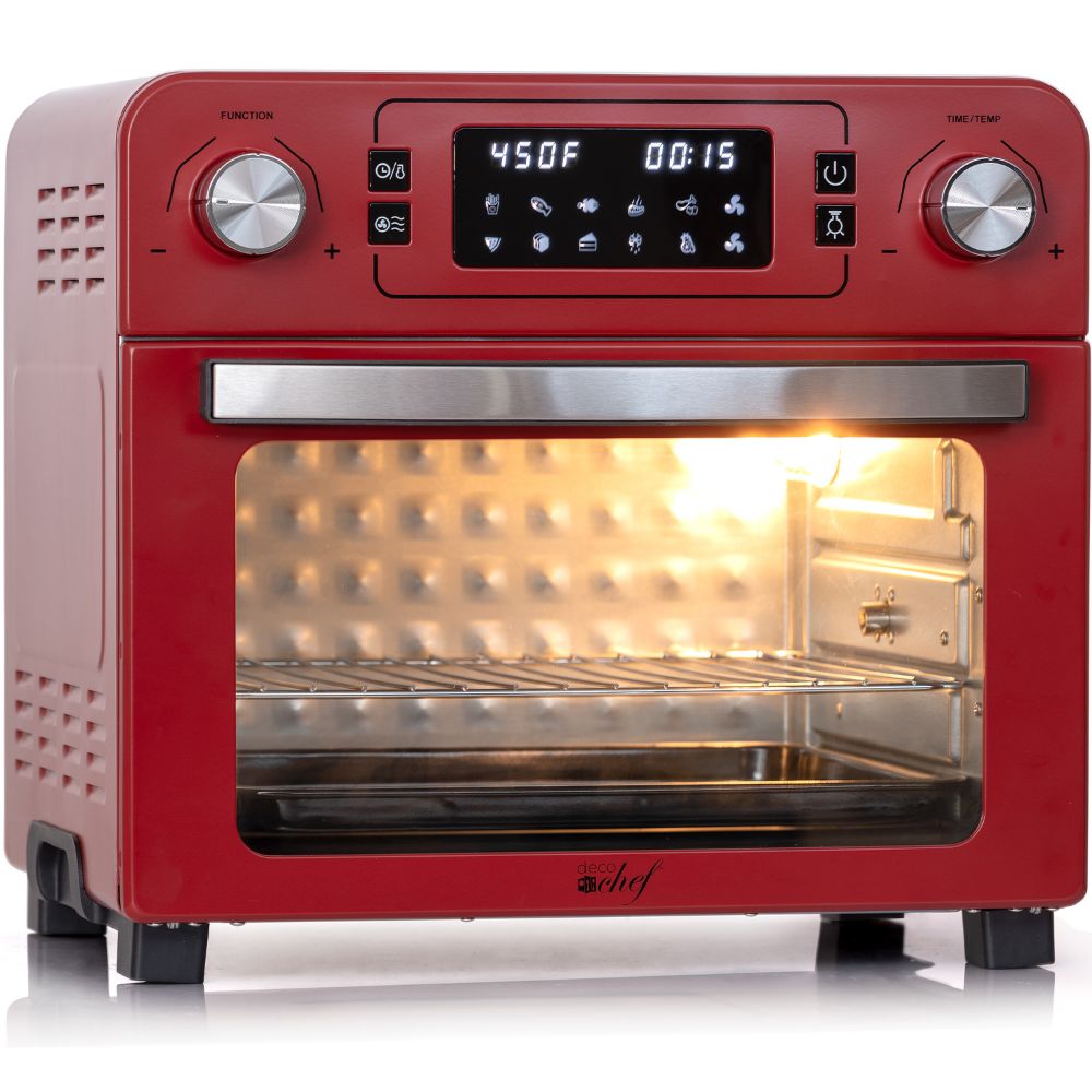 Deco Chef 24 qt Stainless Steel Countertop 1700 Watt Toaster Oven with Built-in Air Fryer and Included Rotisserie Assembly, Grill Rack, Frying