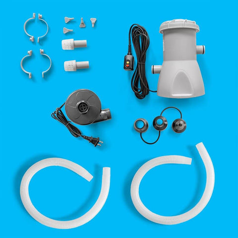 Deco Home 12FTx30IN Simple Set Above Ground Inflatable Portable Swimming Pool with Filter Pump and Fast Air Compressor