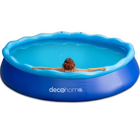 Deco Home 12FTx30IN Simple Set Above Ground Inflatable Portable Swimming Pool with Filter Pump and Fast Air Compressor