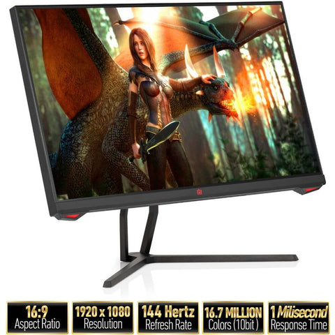 Deco Gear 25" Gaming Monitor, Fast IPS 1ms GTG Panel with 144Hz, 1920x1080 Full HD Resolution - Deco Gear