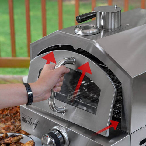 Deco Chef 2-in-1 Propane Gas Pizza Oven & Grill, Portable, with Pizza Stone, Peel, Rack