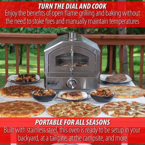 Deco Chef 2-in-1 Propane Gas Pizza Oven & Grill, Portable, with Pizza Stone, Peel, Rack