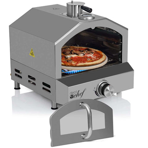 Deco Chef 2-in-1 Propane Gas Pizza Oven & Grill, Portable, with Pizza Stone, Peel, Rack