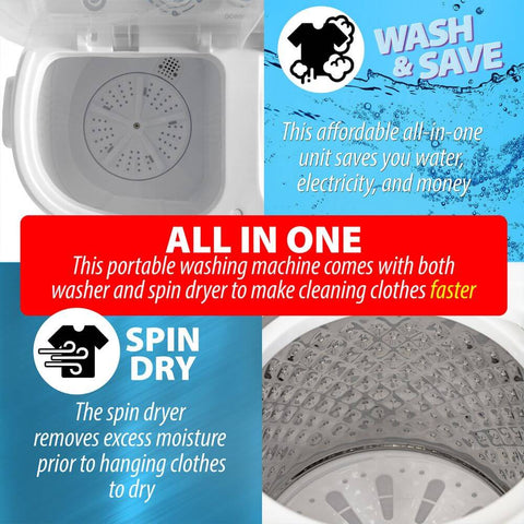 Deco Home 13LB Compact Twin Tub Washing Machine, Agitation Wash and Spin Dry, Portable