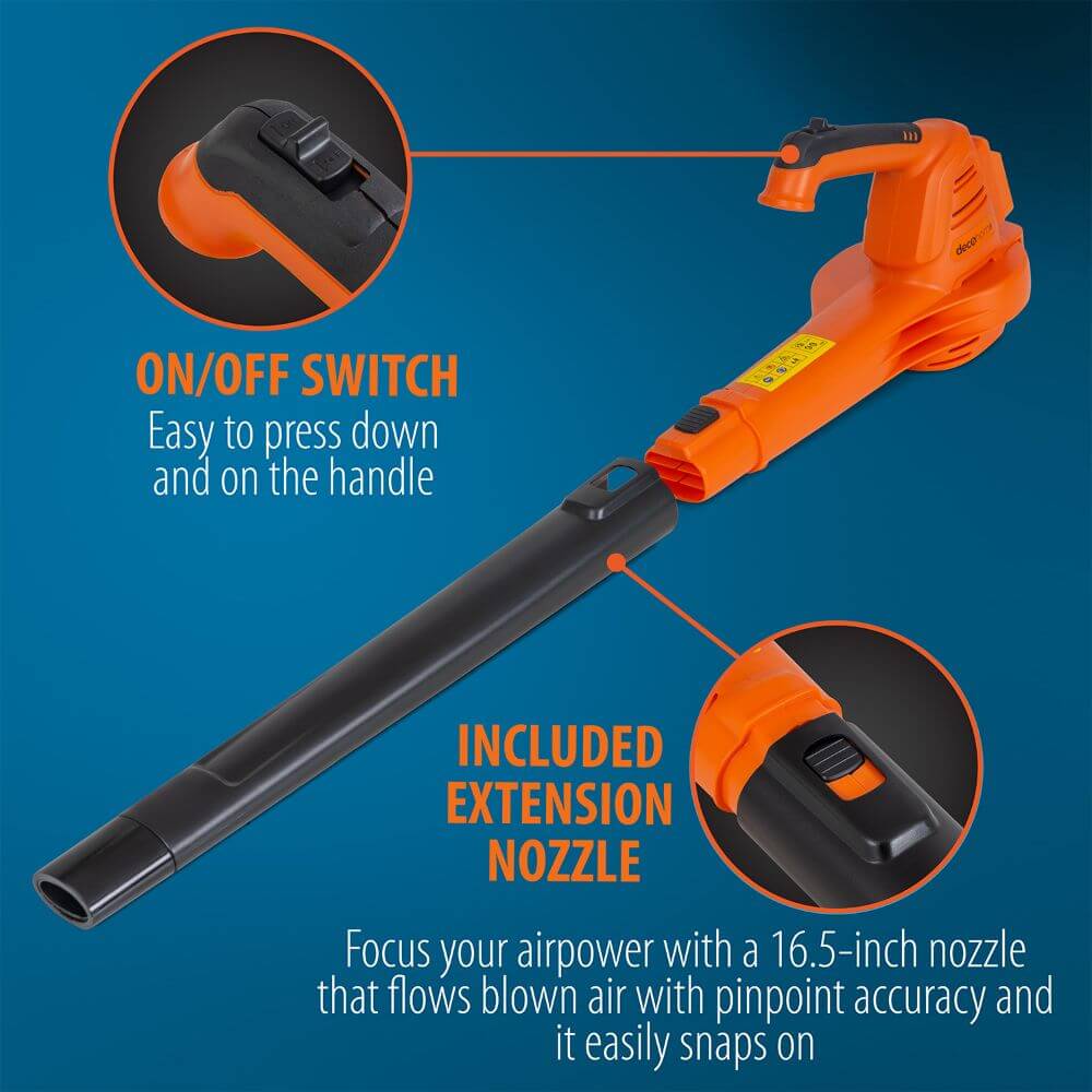 Deco Home 20V Cordless Electric Leaf Blower, 150 MPH, No-Load 13,000 RPM, 3 lbs