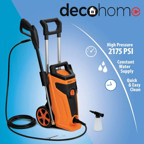Deco Home 1800W Electric Pressure Washer with Auto Stop Water Gun, 4 Spray Nozzle Types