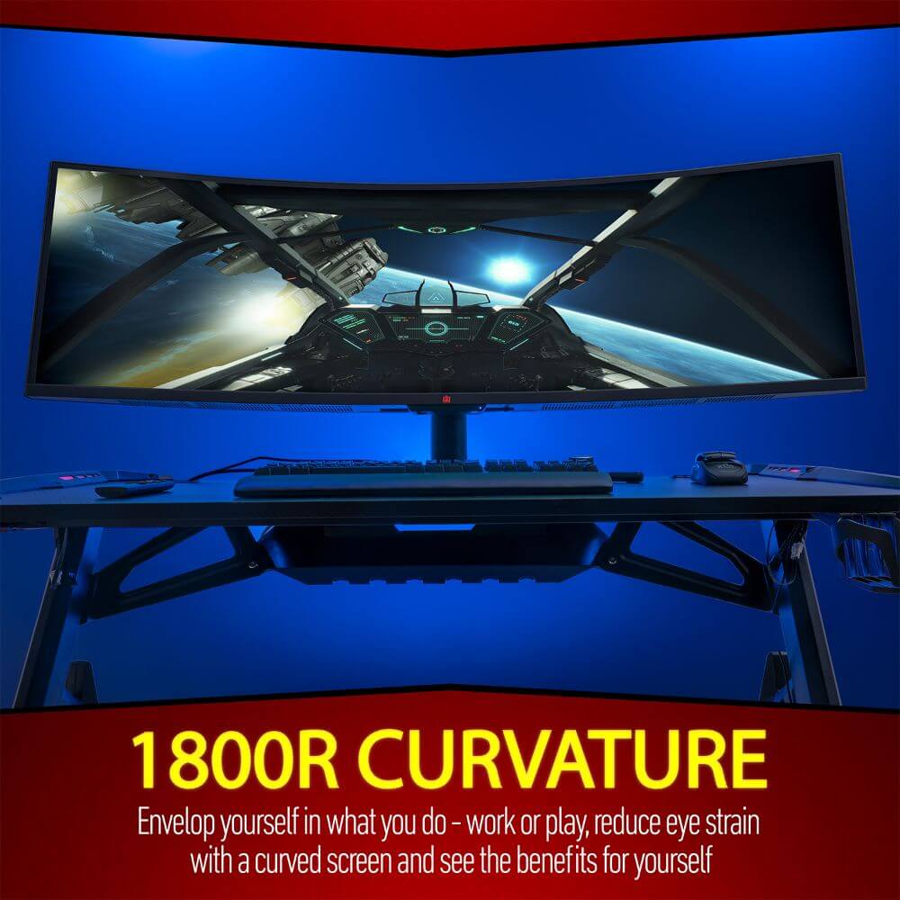 Deco Gear 49" Curved Ultrawide DQHD Monitor, 5120x1440, 120Hz, 101% NTSC, 100% sRGB, HDR400