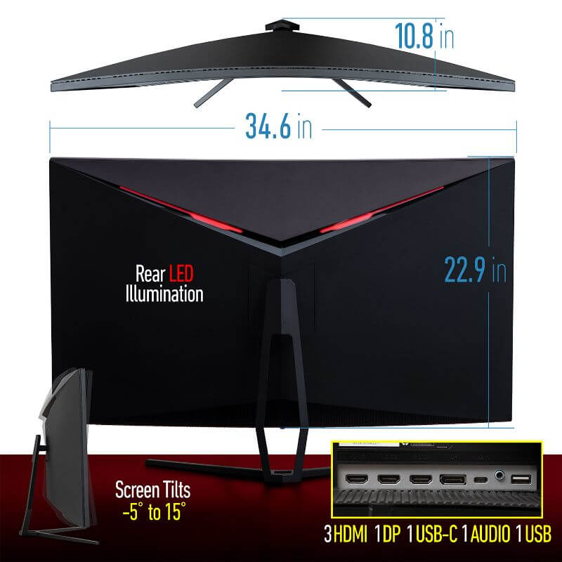 Deco Gear Curved 39 Inch Gaming Monitor - HDR400, 165Hz, 16:9