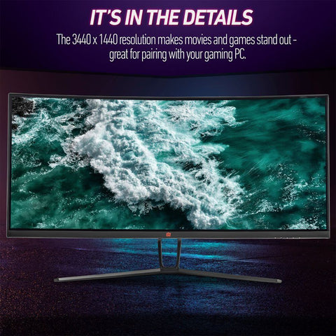 Deco Gear 35” Ultrawide Curved Gaming Monitor, 120 Hz, 1 ms MPRT, 21:9, 3440x1440