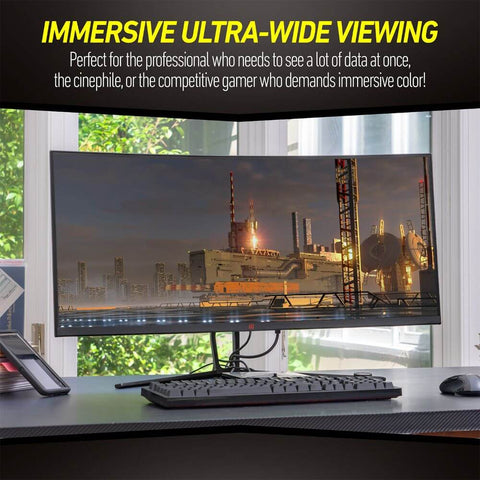 Deco Gear 35” Ultrawide Curved Gaming Monitor, 120 Hz, 1 ms MPRT, 21:9, 3440x1440