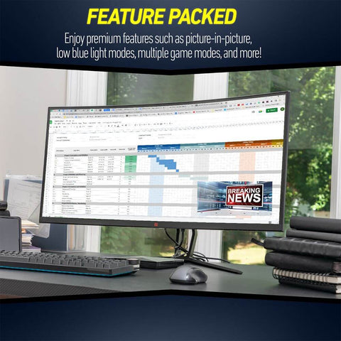 Deco Gear 35” Ultrawide Curved Gaming Monitor, 120 Hz, 1 ms MPRT, 21:9, 3440x1440