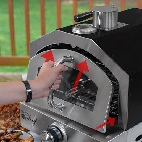 Deco Chef 2-in-1 Propane Gas Pizza Oven & Grill, Portable, with Pizza Stone, Peel, Rack
