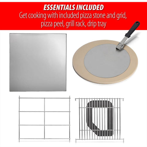 Deco Chef 2-in-1 Propane Gas Pizza Oven & Grill, Portable, with Pizza Stone, Peel, Rack