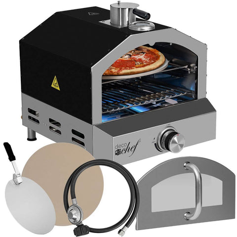 Deco Chef 2 in 1 Gas Pizza Oven - Black