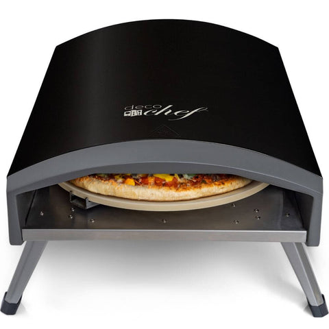 Deco Chef Outdoor Black Gas Pizza Oven, Portable Design, Self-Rotating Baking Stone