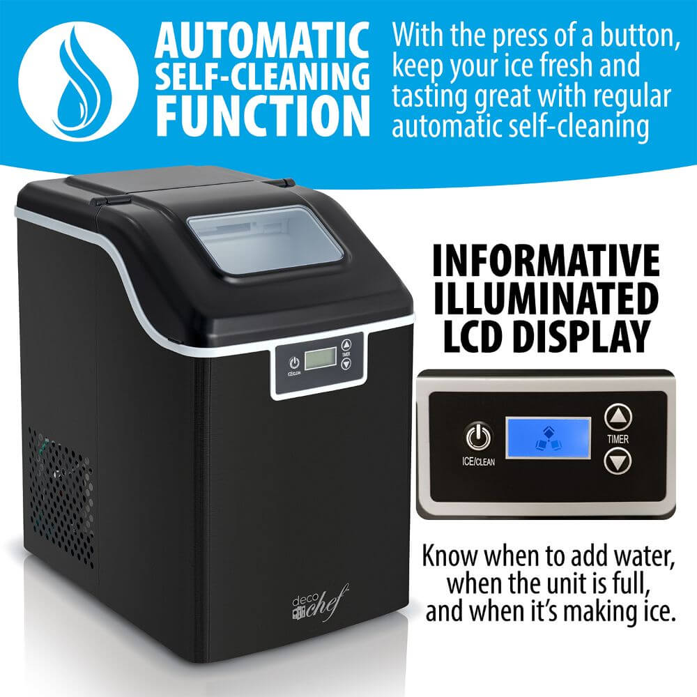 LCD Self-Cleaning Ice Maker: Countertop Machine, 44Lbs/24H