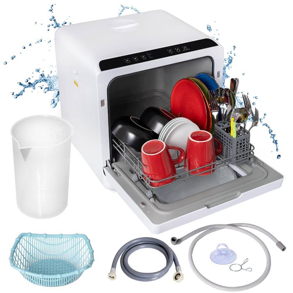 Deco Home Portable Countertop Dishwasher, 5 Cleaning Modes, Hot Water and Air Drying