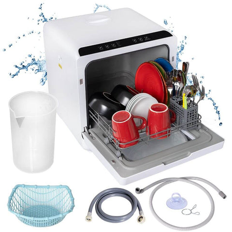 Deco Home Portable Countertop Dishwasher, 5 Cleaning Modes, Hot Water and Air Drying