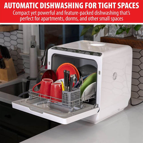 Deco Home Portable Countertop Dishwasher, 5 Cleaning Modes, Hot Water and Air Drying