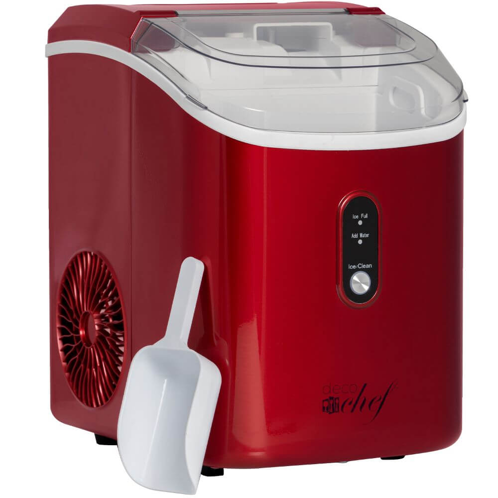 Deco Chef 33lb Nugget Ice Maker, 1-Click Auto Operation Red