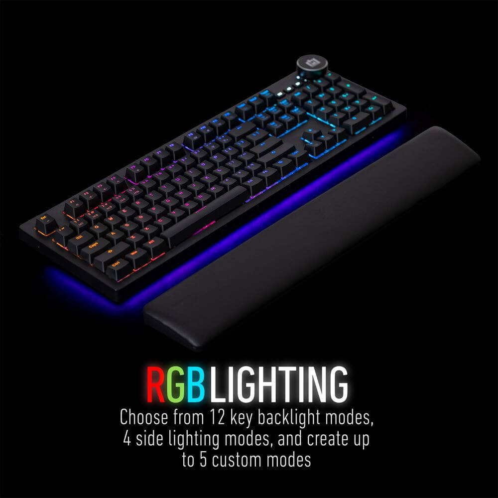 Deco Gear Mechanical Keyboard Cherry MX Red w/ Ergonomic Palm Rest, Anti-Ghost, Custom RGB - DecoGear