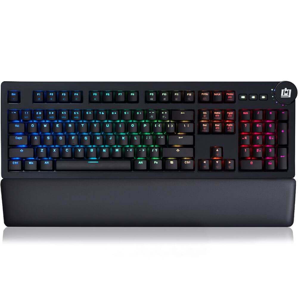 Deco Gear Mechanical Keyboard Cherry MX Red w/ Ergonomic Palm Rest, Anti-Ghost, Custom RGB - DecoGear