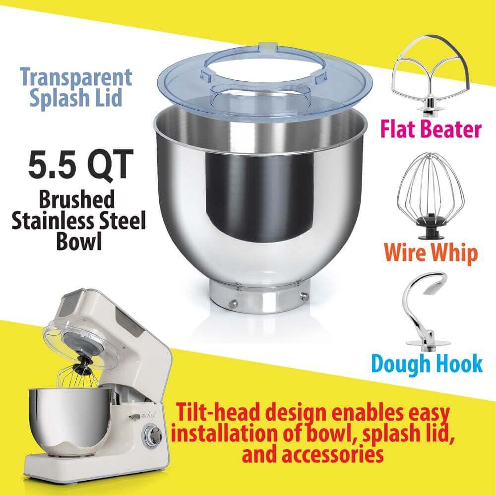 Deco Chef 5.5 qt Kitchen Stand Mixer, 550W 8-Speed Motor