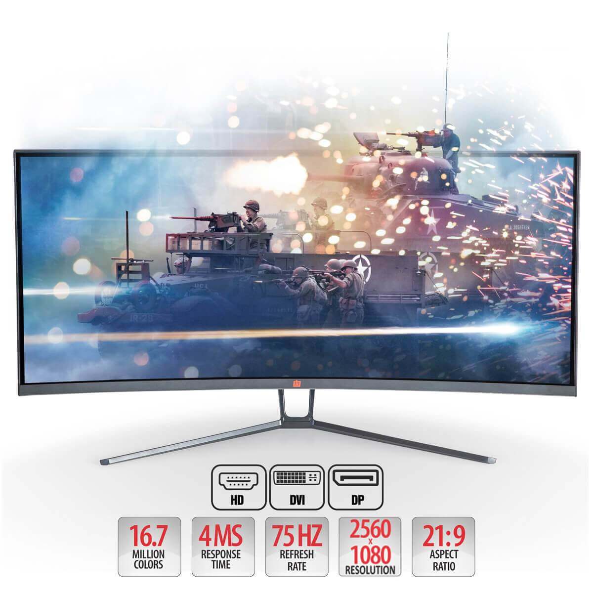 Deco Gear 35" Curved Ultrawide LED Gaming Monitor 21:9, 2560x1080, 75 HZ