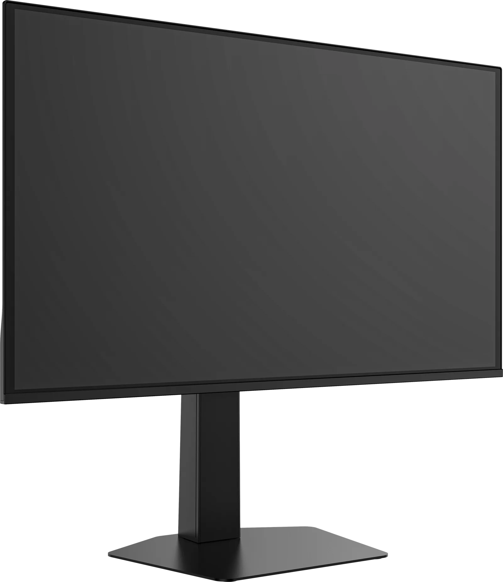 Front three-quarter view of the Deco Gear 27-inch OLED monitor on its stand